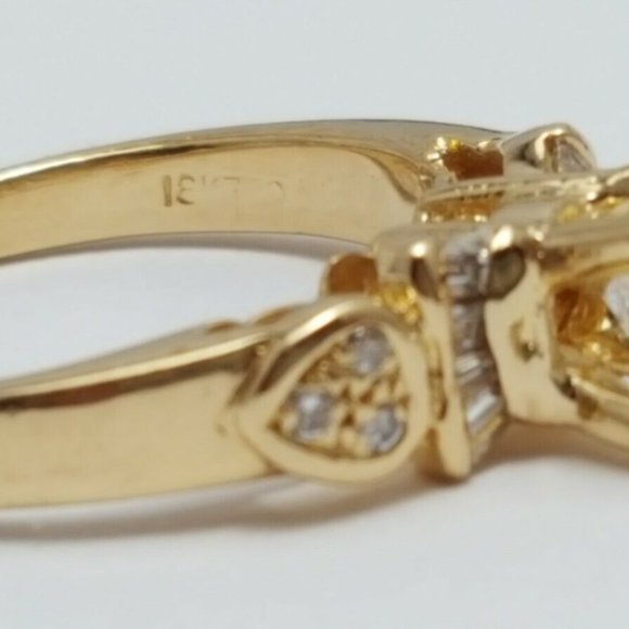 Exquisite 18K Karat Solid Yellow Gold Solitaire Diamond Wedding Engagement Ring - Picture 10 of 12